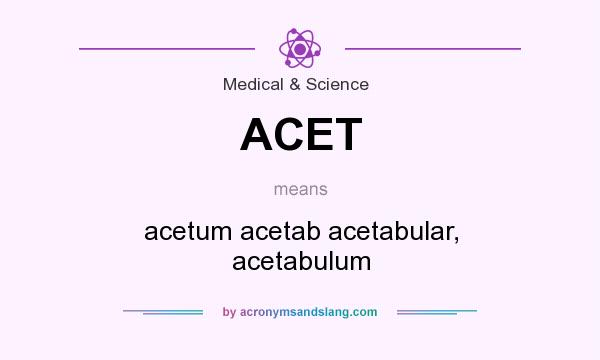 What does ACET mean? It stands for acetum acetab acetabular, acetabulum
