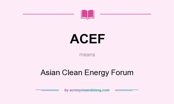 What does ACEF mean? It stands for Asian Clean Energy Forum