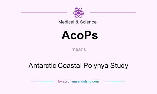 What does AcoPs mean? It stands for Antarctic Coastal Polynya Study