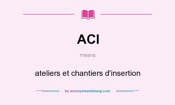 What does ACI mean? It stands for ateliers et chantiers d`insertion