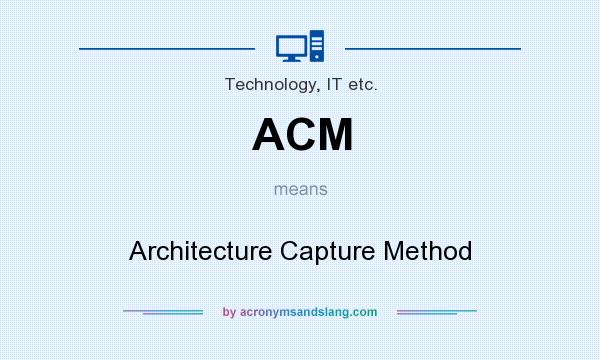 What does ACM mean? It stands for Architecture Capture Method