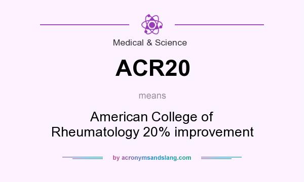 What does ACR20 mean? It stands for American College of Rheumatology 20% improvement