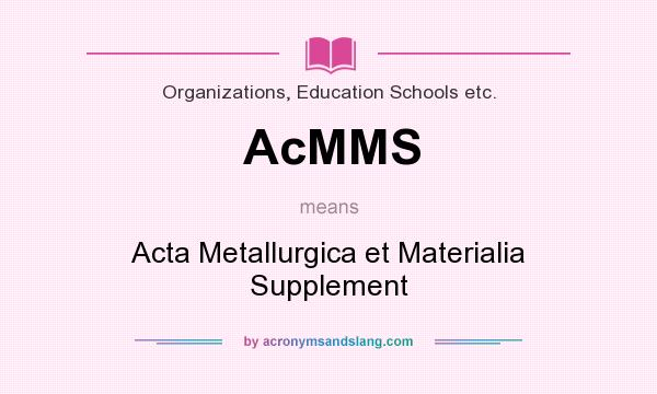 What does AcMMS mean? It stands for Acta Metallurgica et Materialia Supplement