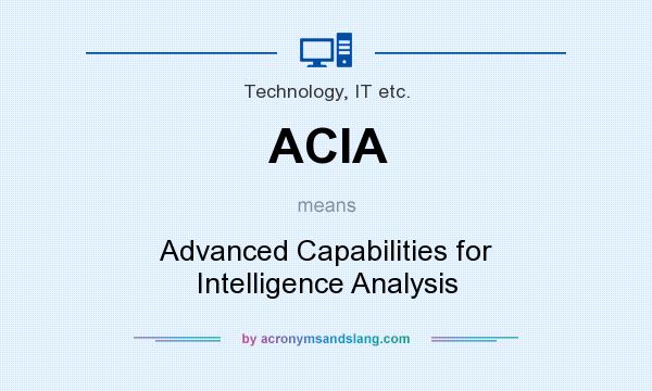 What does ACIA mean? It stands for Advanced Capabilities for Intelligence Analysis