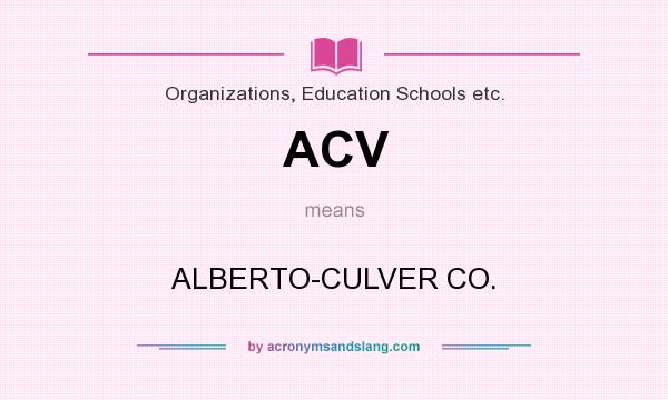 What does ACV mean? It stands for ALBERTO-CULVER CO.