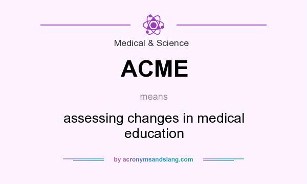 What does ACME mean? It stands for assessing changes in medical education
