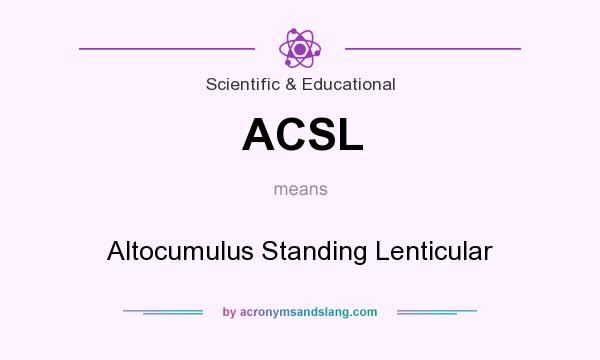 What does ACSL mean? It stands for Altocumulus Standing Lenticular