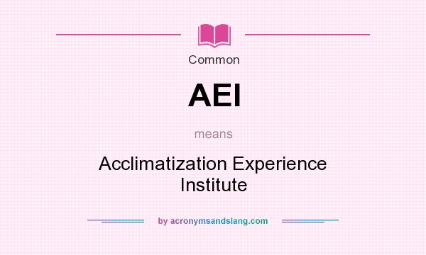 What does AEI mean? It stands for Acclimatization Experience Institute