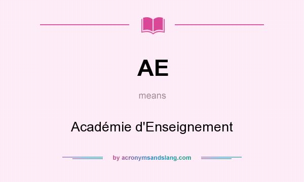 What does AE mean? It stands for Académie d`Enseignement