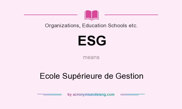 What does ESG mean? It stands for Ecole Supérieure de Gestion