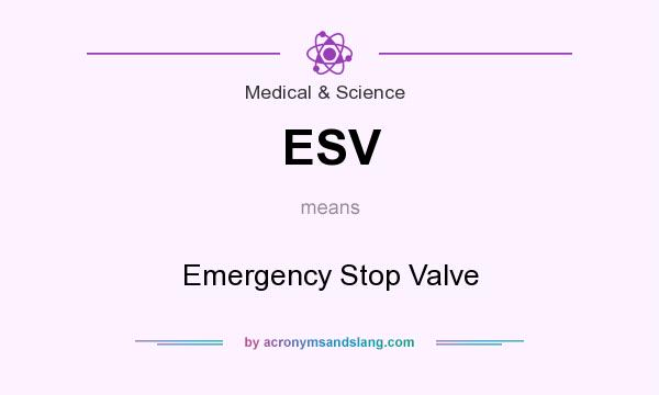 What does ESV mean? It stands for Emergency Stop Valve