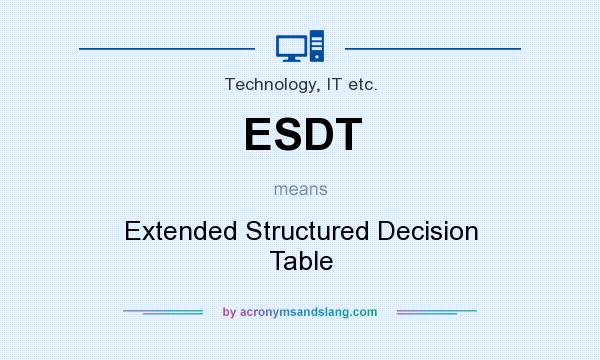 What does ESDT mean? It stands for Extended Structured Decision Table