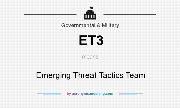 What does ET3 mean? It stands for Emerging Threat Tactics Team