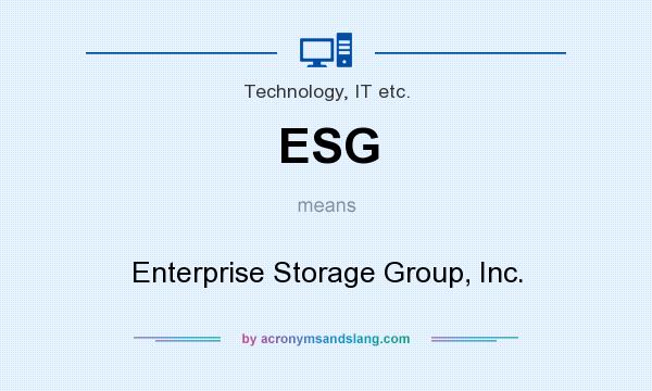 What does ESG mean? It stands for Enterprise Storage Group, Inc.