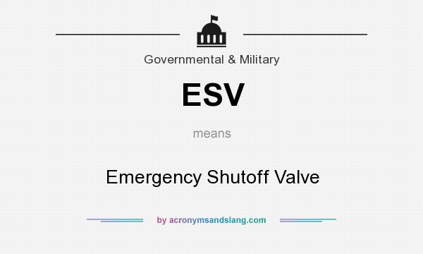 What does ESV mean? It stands for Emergency Shutoff Valve