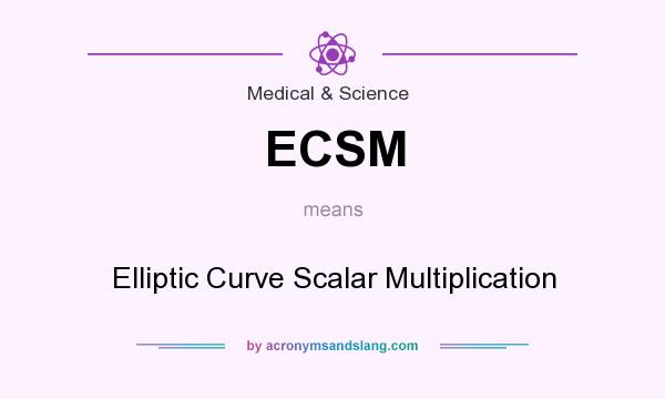 What does ECSM mean? It stands for Elliptic Curve Scalar Multiplication