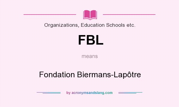 What does FBL mean? It stands for Fondation Biermans-Lapôtre