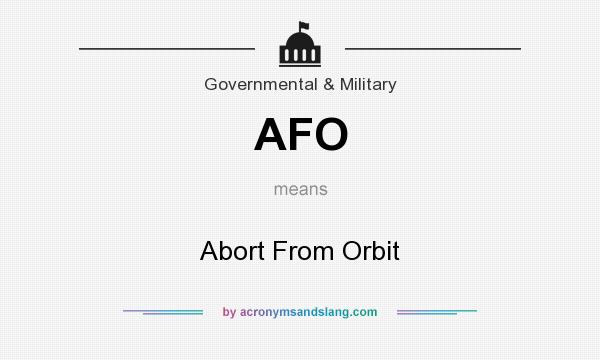 What does AFO mean? It stands for Abort From Orbit