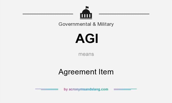 What does AGI mean? It stands for Agreement Item