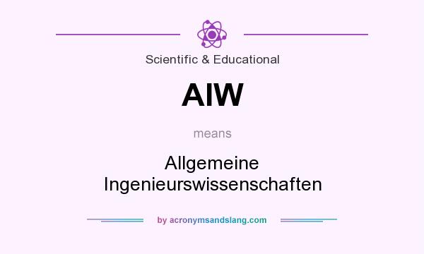 What does AIW mean? It stands for Allgemeine Ingenieurswissenschaften