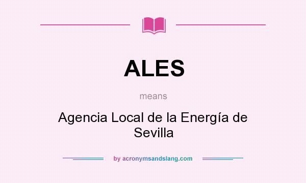 What does ALES mean? It stands for Agencia Local de la Energía de Sevilla