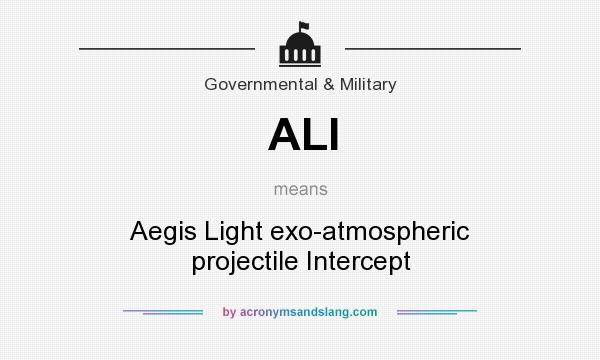What does ALI mean? It stands for Aegis Light exo-atmospheric projectile Intercept