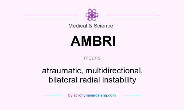 What does AMBRI mean? It stands for atraumatic, multidirectional, bilateral radial instability