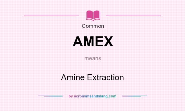 What does AMEX mean? It stands for Amine Extraction
