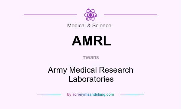 What does AMRL mean? It stands for Army Medical Research Laboratories