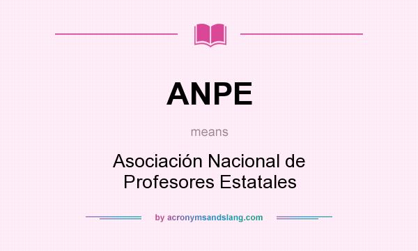 What does ANPE mean? It stands for Asociación Nacional de Profesores Estatales