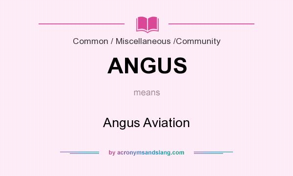 What does ANGUS mean? It stands for Angus Aviation