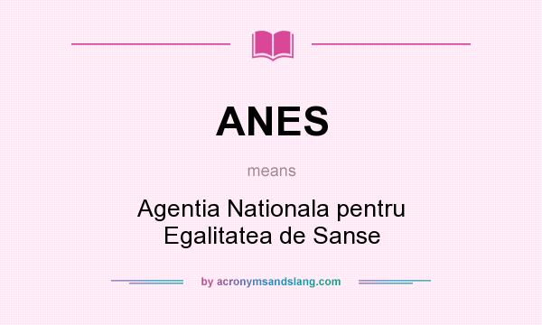 What does ANES mean? It stands for Agentia Nationala pentru Egalitatea de Sanse