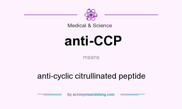 What does anti-CCP mean? It stands for anti-cyclic citrullinated peptide