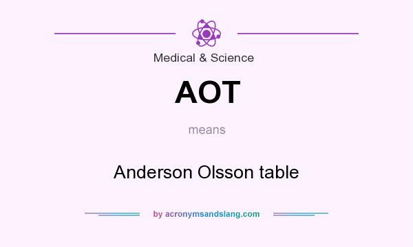 What does AOT mean? It stands for Anderson Olsson table