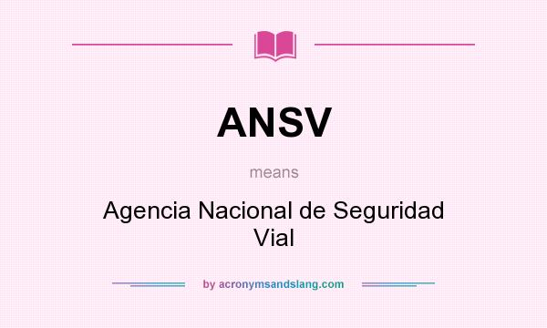 What does ANSV mean? It stands for Agencia Nacional de Seguridad Vial