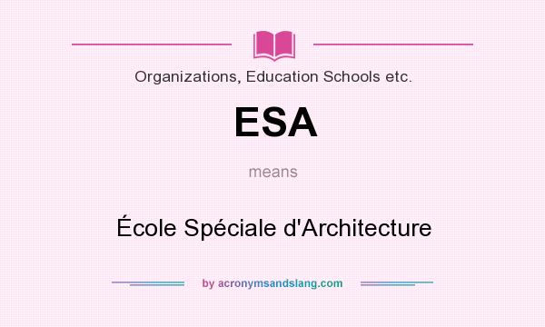 What does ESA mean? It stands for École Spéciale d`Architecture