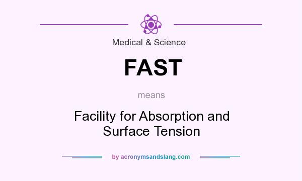 What does FAST mean? It stands for Facility for Absorption and Surface Tension