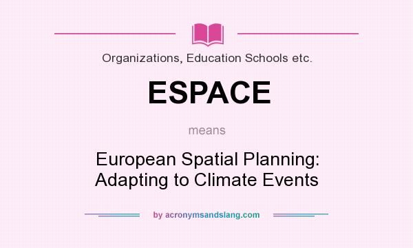 What does ESPACE mean? It stands for European Spatial Planning: Adapting to Climate Events