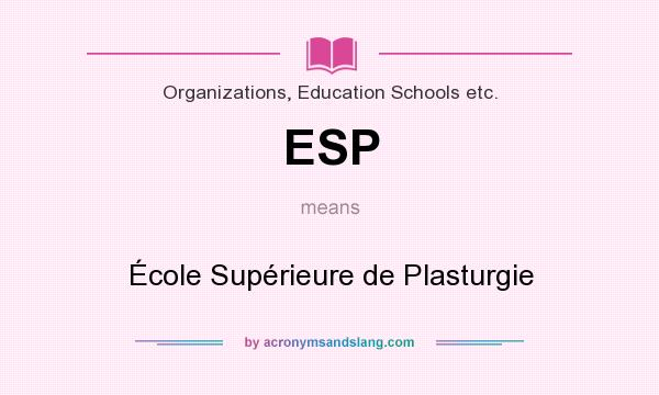 What does ESP mean? It stands for École Supérieure de Plasturgie