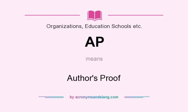 What does AP mean? It stands for Author`s Proof