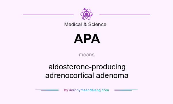 What does APA mean? It stands for aldosterone-producing adrenocortical adenoma