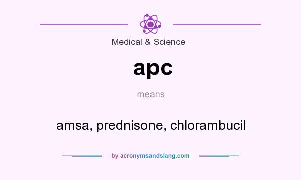 What does apc mean? It stands for amsa, prednisone, chlorambucil