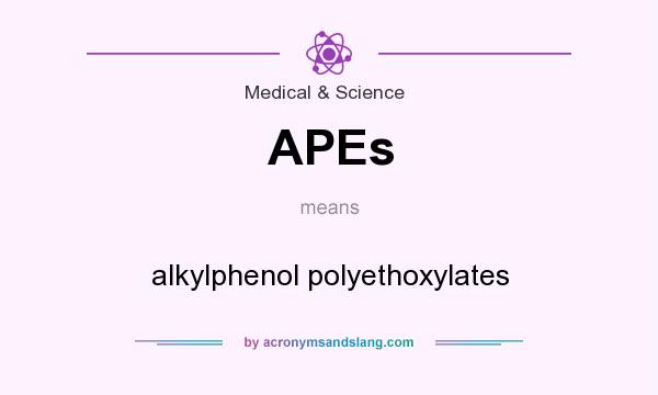 What does APEs mean? It stands for alkylphenol polyethoxylates