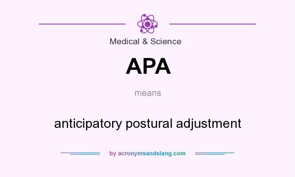 What does APA mean? It stands for anticipatory postural adjustment