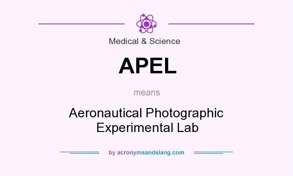 What does APEL mean? It stands for Aeronautical Photographic Experimental Lab