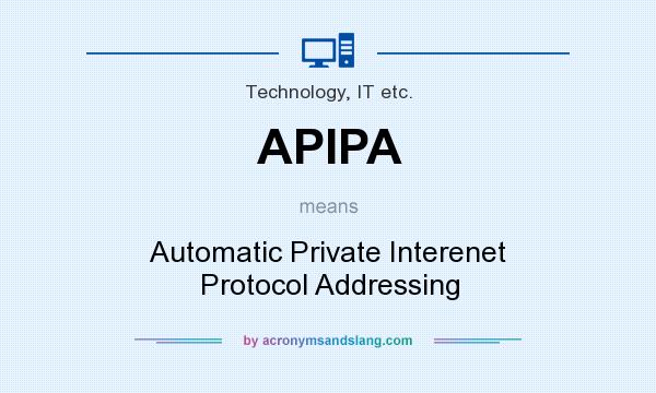 What does APIPA mean? It stands for Automatic Private Interenet Protocol Addressing