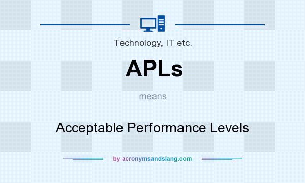What does APLs mean? It stands for Acceptable Performance Levels