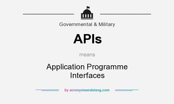 What does APIs mean? It stands for Application Programme Interfaces