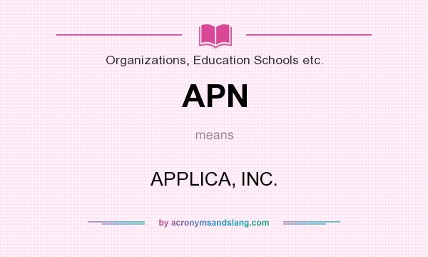 What does APN mean? It stands for APPLICA, INC.