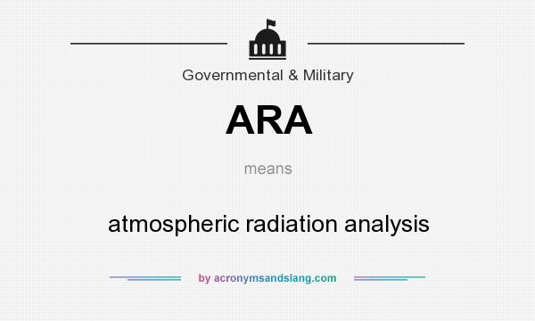 What does ARA mean? It stands for atmospheric radiation analysis
